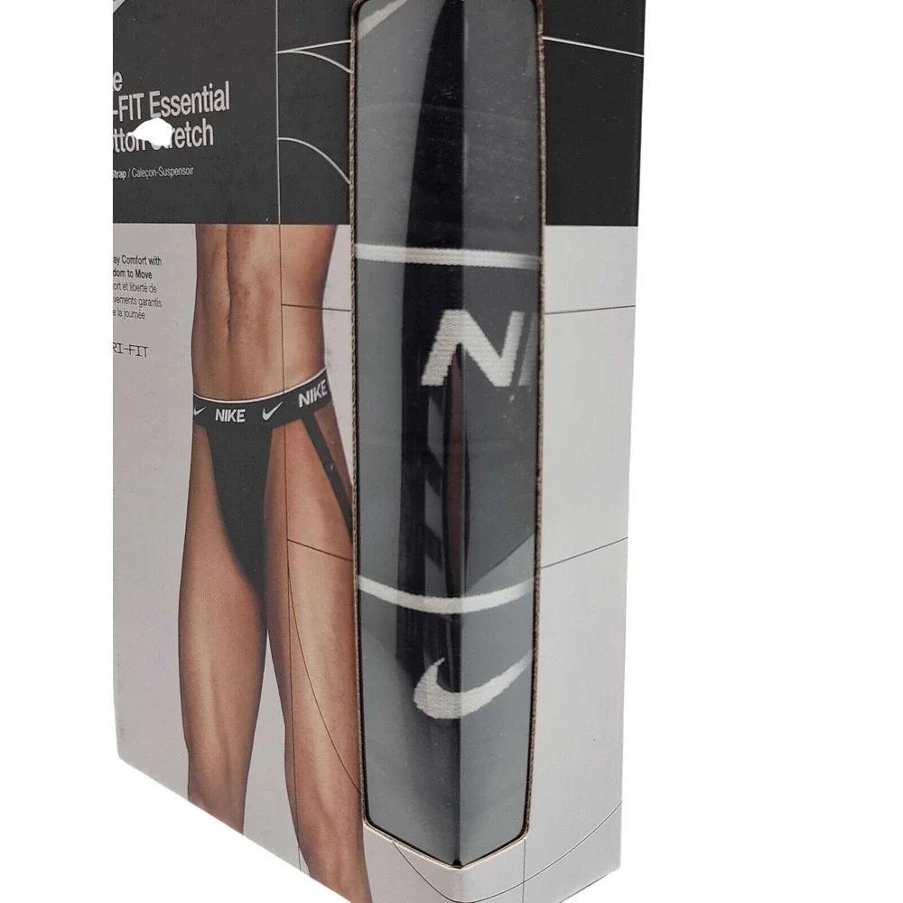 Nike Dri-FIT Essential Cotton Stretch Jock Strap Pack of 3 Men 2XL XXL Black NEW